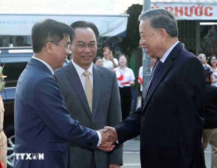 Tổng Bí thư, Chủ tịch nước Tô Lâm đến dự Lễ kỷ niệm 50 năm thành lập Đại học Kinh tế Thành phố Hồ Chí Minh. (Ảnh: Thống Nhất/TTXVN)