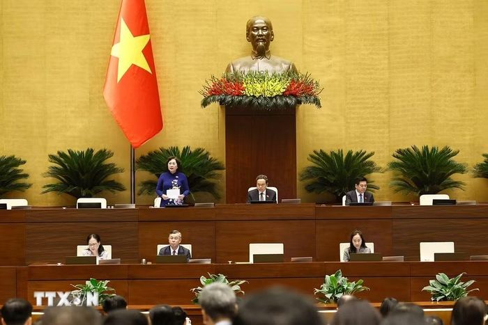 Phó Chủ tịch Quốc hội Nguyễn Thị Hồng phát biểu tại phiên họp sáng ngày 28/10. (Ảnh: TTXVN)