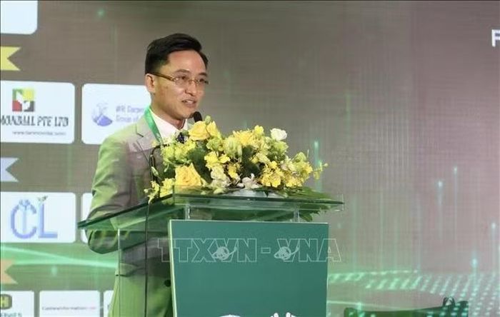 Ông Phùng Văn Sâm, Chủ tịch Hội đồng quản trị kiêm Tổng Giám đốc Công ty Cổ phần Tập đoàn Hanfimex Việt Nam phát biểu tại hội thảo. Ảnh: Xuân Anh/TTXVN