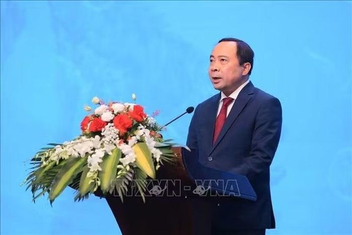 Bộ trưởng Bộ Khoa học và Công nghệ Vũ Hải Quân phát biểu khai mạc. Ảnh: Hoàng Hiếu/TTXVN