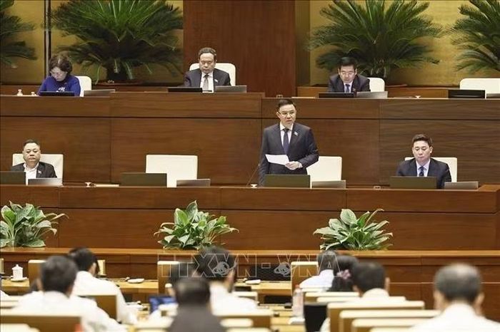 Bộ trưởng Bộ Công Thương Lê Mạnh Hùng phát biểu giải trình, làm rõ một số vấn đề đại biểu Quốc hội nêu. Ảnh: Doãn Tấn/TTXVN