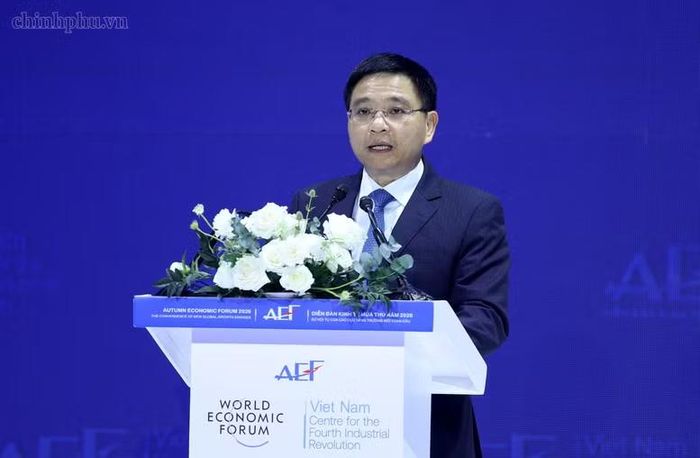 Phó Thủ tướng Nguyễn Văn Thắng phát biểu định hướng Phiên tham luận và đối thoại chuyên sâu về khung hợp tác trong kỷ nguyên mới trong khuôn khổ Diễn đàn Kinh tế mùa Thu 2026 (AEF 2026) - Ảnh: chinhphu.vn/Đức Tuân