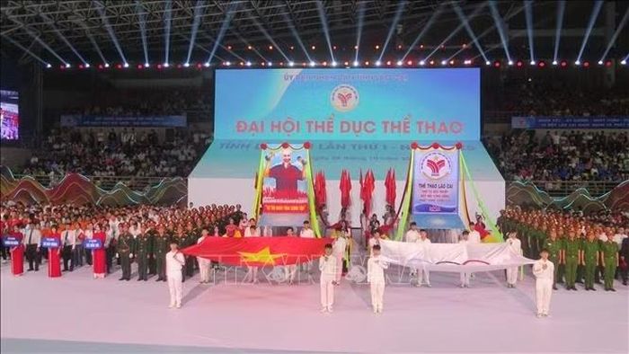 Quang cảnh Lễ Khai mạc Đại hội Thể dục thể thao tỉnh Lào Cai lần thứ nhất năm 2026.