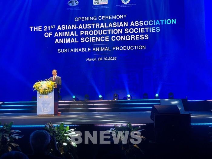 TS. Nguyễn Xuân Dương, Chủ tịch Hội Chăn nuôi Việt Nam, Chủ tịch AAAP 2026 phát biểu khai mạc. Ảnh: Hằng Trần/BNews/Vnanet.vn