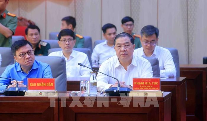 Phó Thủ tướng Thường trực Phạm Gia Túc và các đại biểu tham dự hội nghị. Ảnh: Phạm Kiên - TTXVN