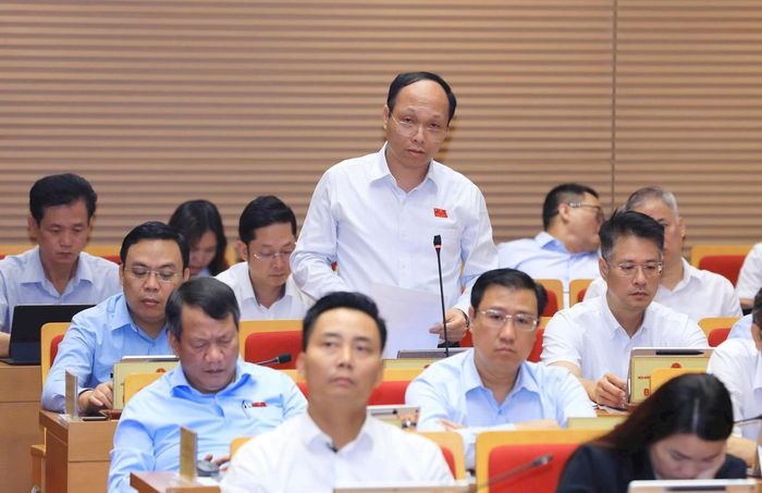 Đại biểu Lưu Quang Huy (Tổ đại biểu số 17) thảo luận tại hội trường. Ảnh: Thành Thái Hùng