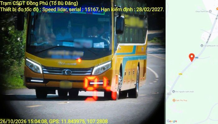 Một phương tiện vi phạm tốc độ bị phát hiện.