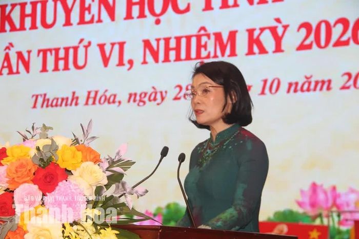 Phó Chủ tịch Thường trực Ủy ban MTTQ tỉnh Đỗ Thị Toán phát biểu chỉ đạo Đại hội.