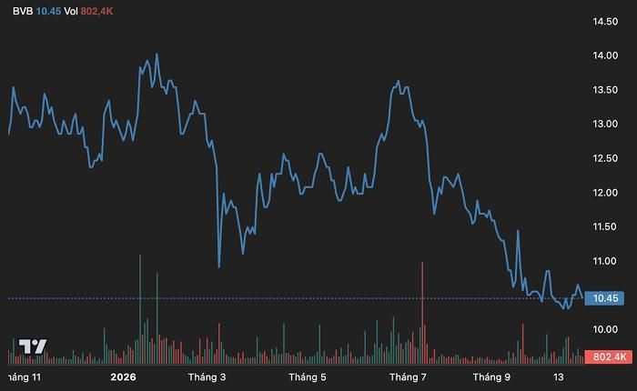 Diễn biến giá cổ phiếu BVB trong vòng một năm trở lại đây. (Nguồn: TradingView).
