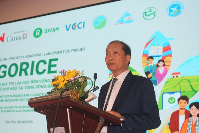 Ông Hoàng Quang Phòng, Phó Chủ tịch Liên đoàn Thương mại và Công nghiệp Việt Nam (VCCI), phát biểu tại sự kiện. Ảnh: Chu Khôi.