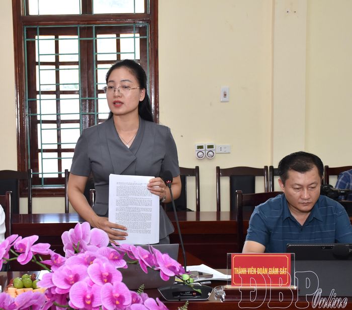 Thành viên đoàn giám sát tham gia ý kiến tại buổi làm việc.