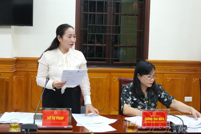 Đại diện lãnh đạo Sở Tư pháp tham gia ý kiến tại phiên họp.