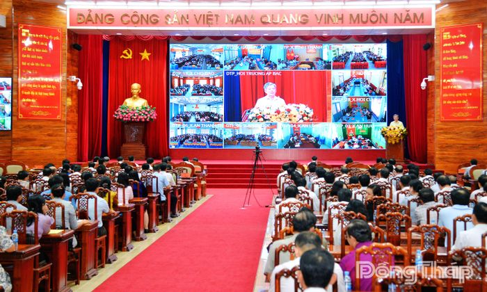 Quang cảnh hội nghị tại điểm cầu trung tâm.