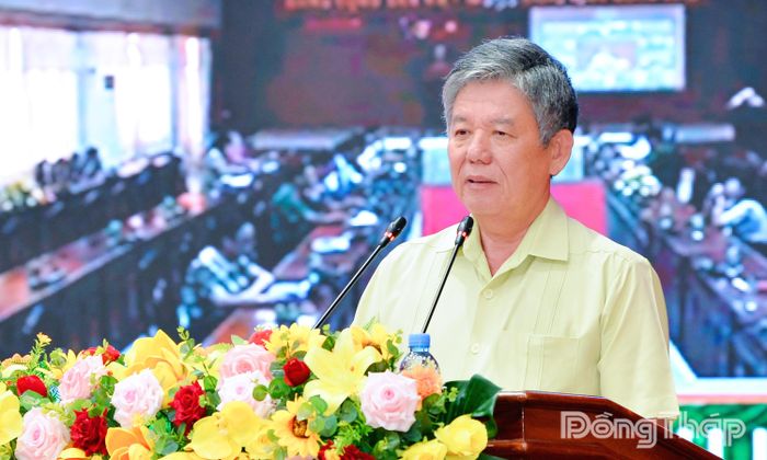 Đồng chí Ngô Chí Cường phát biểu tại hội nghị.
