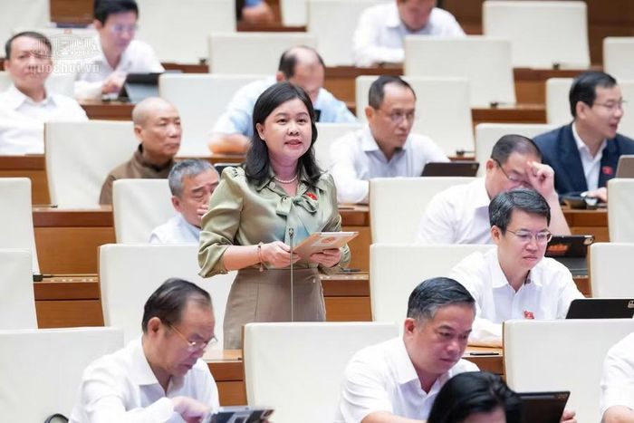  ĐB Nguyễn Phương Thủy đề nghị phân biệt rõ thẩm quyền gắn với chức vụ quản lý, chỉ huy Công an cấp xã... Ảnh: quochoi.vn 