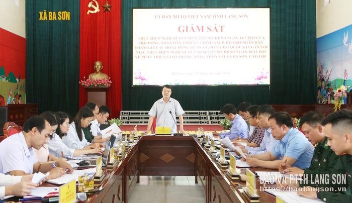 Phó Chủ tịch Ủy ban MTTQ Việt Nam tỉnh phát biểu tại buổi giám sát