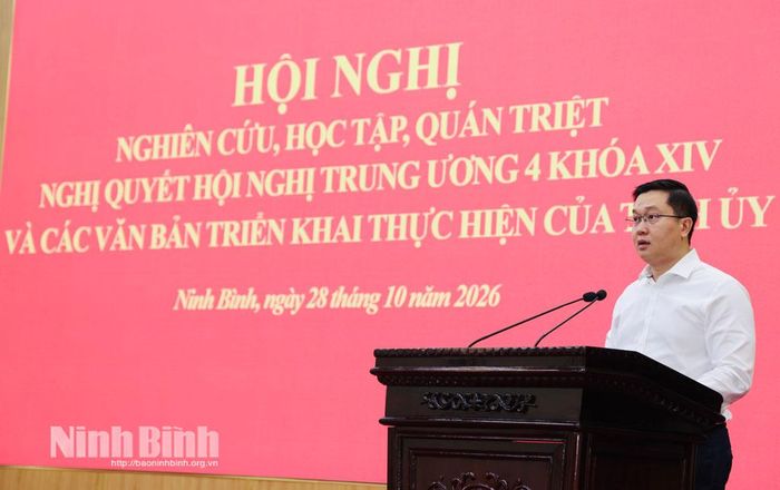 Đồng chí Trần Đăng Quỳnh, Ủy viên Dự khuyết Trung ương Đảng, Phó Bí thư Thường trực Tỉnh uỷ quán triệt các nội dung tại hội nghị.