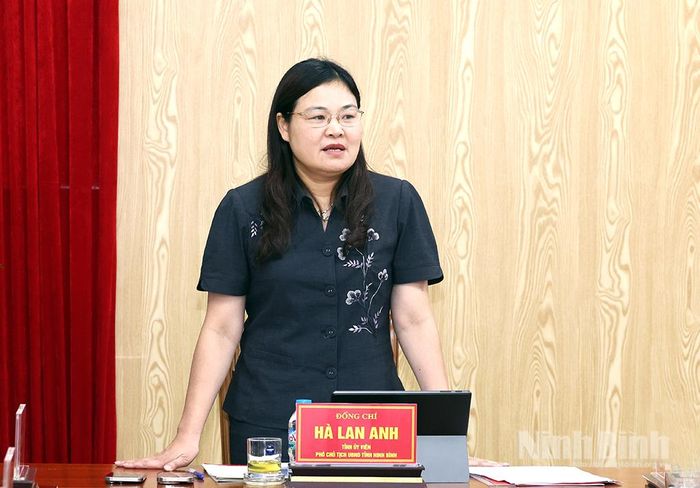 Đồng chí Hà Lan Anh, Tỉnh ủy viên, Phó Chủ tịch UBND tỉnh phát biểu kết luận hội nghị.