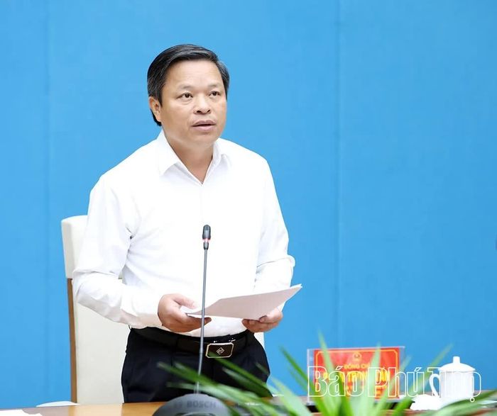 Đồng chí Phó Chủ tịch UBND tỉnh Phan Trọng Tấn phát biểu tại hội nghị.