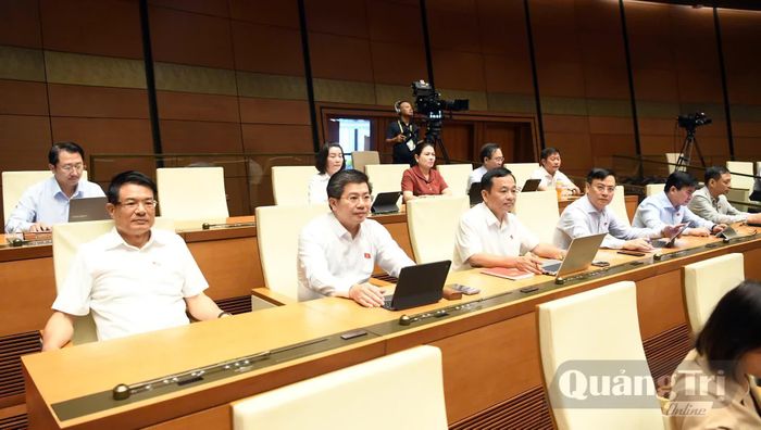 Đoàn đại biểu Quốc hội tỉnh tham gia phiên họp tại hội trường - Ảnh: C.T.V