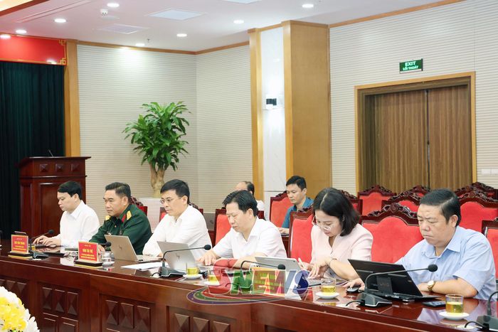 Các đại biểu dự cuộc làm việc tại điểm cầu tỉnh Sơn La.