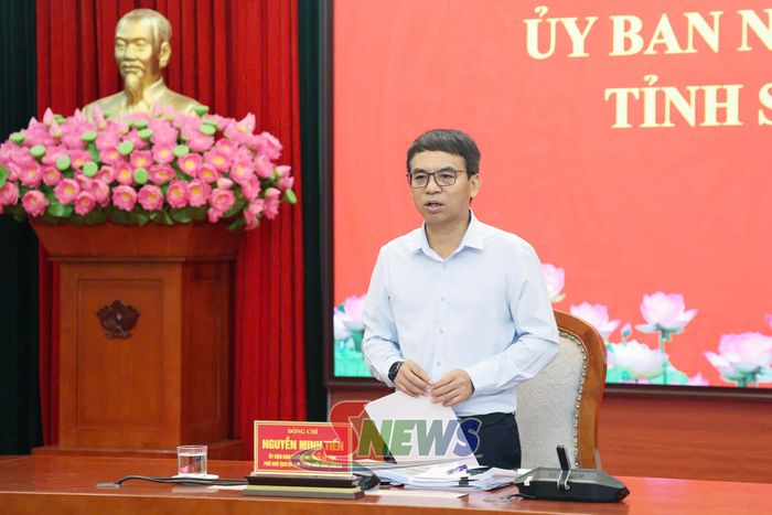 Đồng chí Phó Chủ tịch UBND tỉnh phát biểu tại cuộc họp.