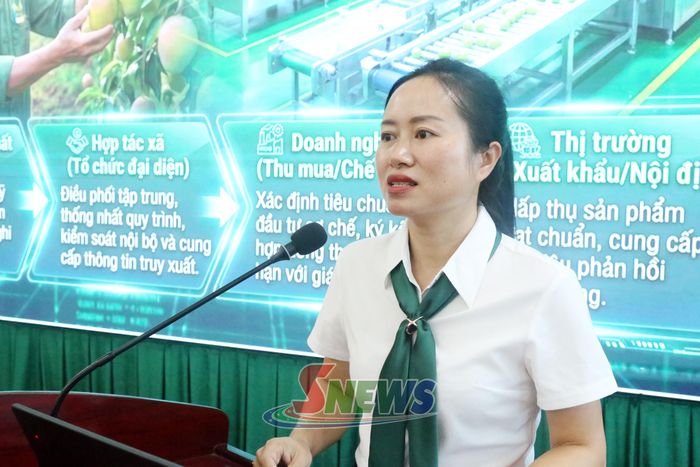 Đại diện Chi cục Trồng trọt và Bảo vệ thực vật tham luận tại hội thảo.