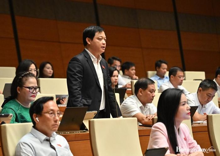 Đại biểu Nguyễn Hải Nam tham gia thảo luận Dự án Luật sửa đổi, bổ sung một số điều của Luật Chứng khoán. Ảnh: Đoàn ĐBQH thành phố cung cấp 