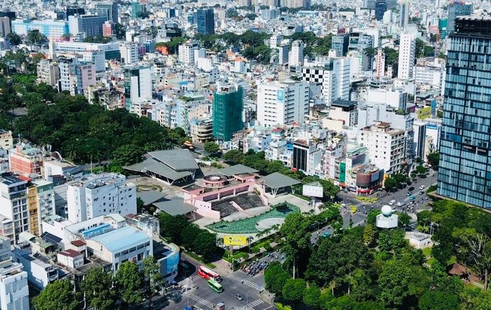 Sân khấu Sen Hồng nhìn từ trên cao trước thời điểm tháo dỡ.