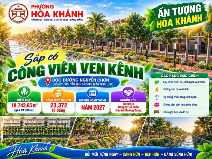 Dự án có tổng diện tích cải tạo cảnh quan khoảng 18.743,65 m².