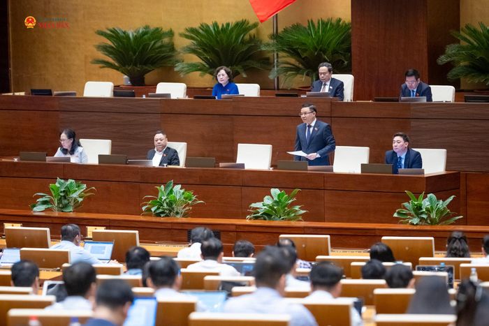 Bộ trưởng Bộ Công Thương Lê Mạnh Hùng phát biểu giải trình, làm rõ một số vấn đề đại biểu Quốc hội nêu. Ảnh: Phạm Thắng