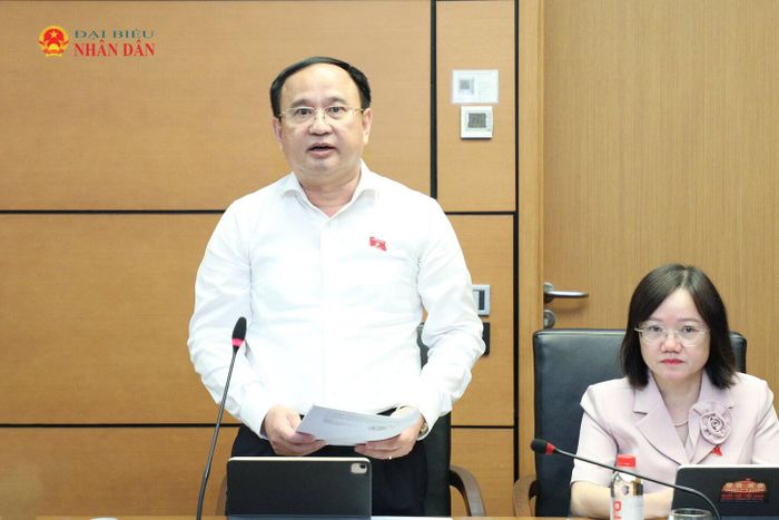 Phó Chủ nhiệm Ủy ban Quốc phòng, An ninh và Đối ngoại, Trung tướng Trần Đức Thuận phát biểu tại phiên thảo luận tổ. Ảnh: Khánh Duy
