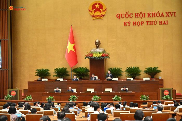 Quang cảnh phiên thảo luận ở hội trường về dự án Luật Nhà ở (sửa đổi). Ảnh: Quang Khánh