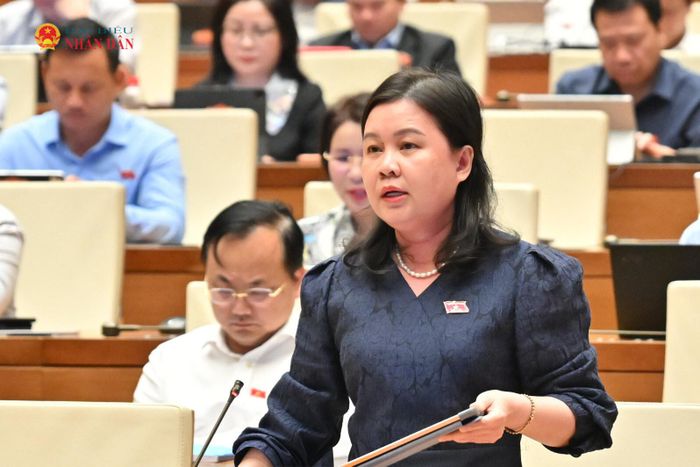 ĐBQH Nguyễn Phương Thuỷ (TP. Hà Nội) phát biểu thảo luận tại hội trường. Ảnh: Quang Khánh