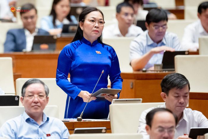 ĐBQH Lý Anh Thư (An Giang) phát biểu tại hội trường. Ảnh: Phạm Thắng