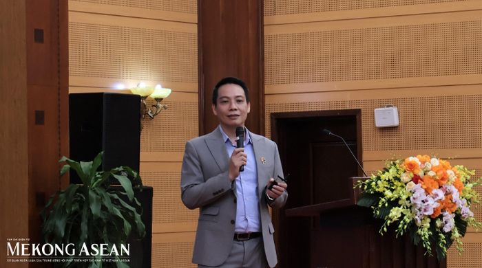  Ông Nguyễn Văn Thiện, Phó Tổng giám đốc CTCP Công nghiệp GG (GG Power) trình bày tham luận tại diễn đàn. Ảnh: Thu Thảo/Mekong ASEAN. 