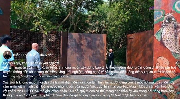 Thông tin nghệ sĩ đăng tải trên trang cá nhân. Ảnh chụp màn hình