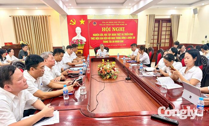 Điểm cầu TAND tỉnh Nghệ An (Ảnh: Trần Tú)