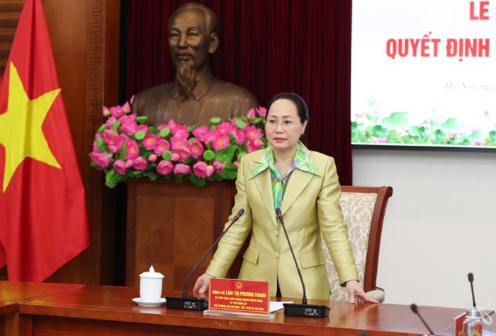 Bộ trưởng Bộ VHTTDL Lâm Thị Phương Thanh phát biểu chỉ đạo tại buổi lễ.