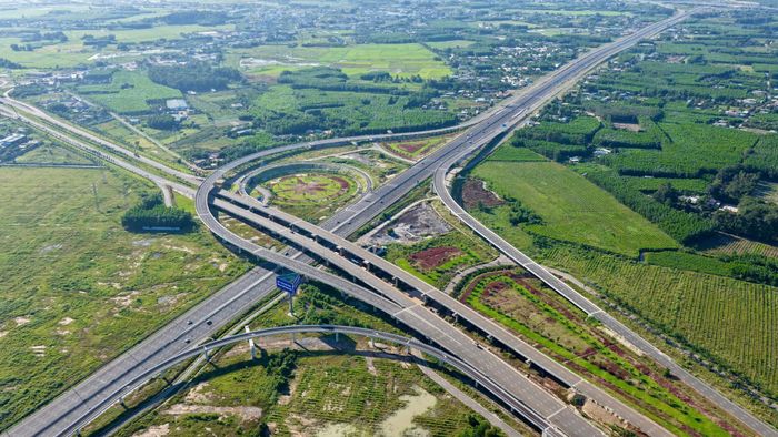 Nút giao đường T1 và T2 giữ vai trò kết nối Cảng hàng không quốc tế Long Thành với Quốc lộ 51, cao tốc thành phố Hồ Chí Minh - Long Thành - Dầu Giây và cao tốc Biên Hòa - Vũng Tàu. Ảnh: BQLDA