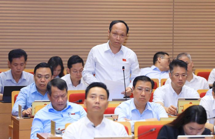 Đại biểu Lưu Quang Huy (Tổ đại biểu số 17) thảo luận tại hội trường. Ảnh: Thành Thái Hùng