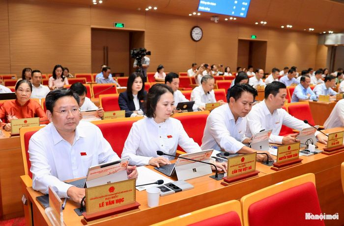 Đại biểu biểu quyết thông qua nghị quyết. Ảnh: Thành Thái Hùng