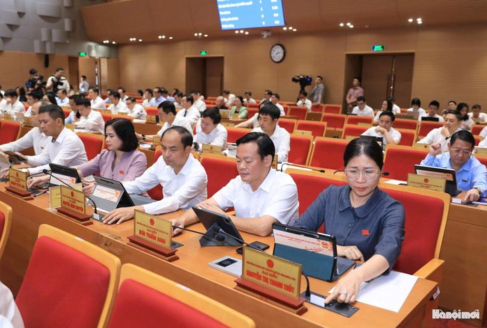 Đại biểu biểu quyết thông qua nghị quyết. Ảnh: Thành Thái Hùng