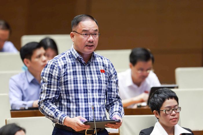 Đại biểu Nguyễn Ngọc Việt (Đoàn Hà Nội) phát biểu thảo luận tại hội trường chiều 28-10. Ảnh: quochoi.vn
