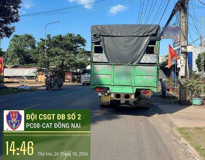Xe ô tô tải do ông P điều khiển. Ảnh: Phòng CSGT