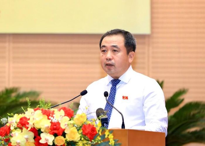 Uỷ viên Bộ Chính trị, Bí thư Thành Ủy Hà Nội Trần Đức Thắng phát biểu chỉ đạo tại kỳ họp. Ảnh: HĐND TP Hà Nội
