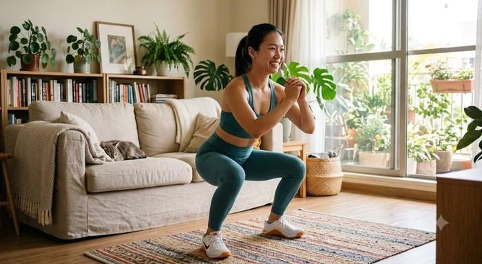 Tập squat mỗi ngày mang lại nhiều lợi ích cho sức khỏe tổng thể. Ảnh AI