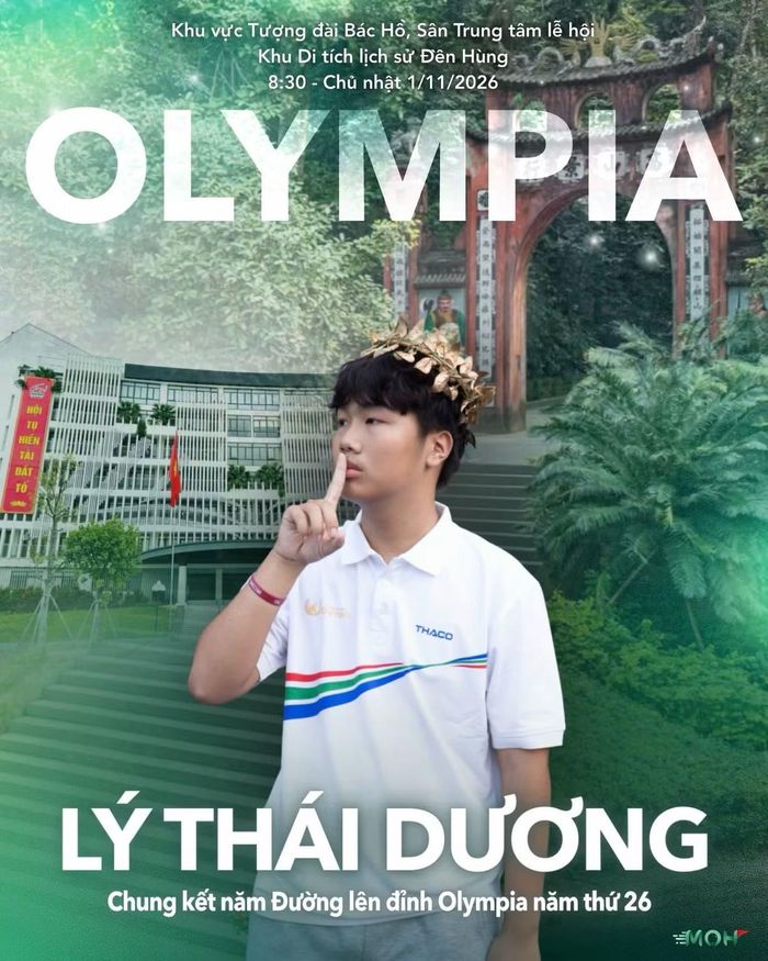 Poster cổ vũ Thái Dương được đăng trên trang thông tin chính thức của nhà trường. Nguồn: Trường THPT chuyên Hùng Vương - Phú Thọ.