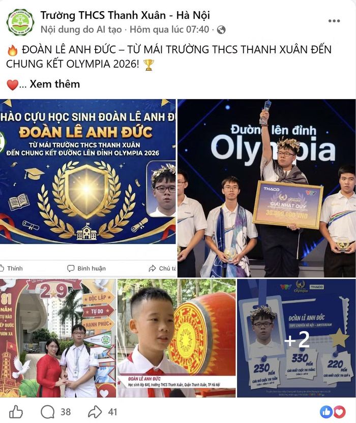 Chiến thắng tại vòng thi Quý IV của Anh Đức là niềm tự hào của các thầy cô.