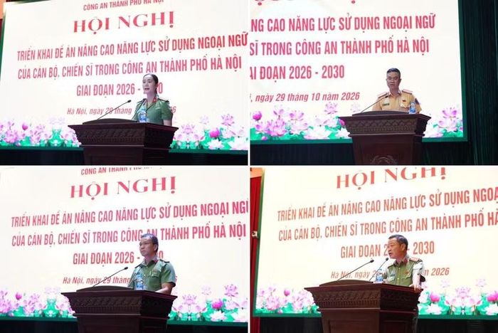 Đại diện Chỉ huy các đơn vị trao đổi, thảo luận về giải pháp nâng cao năng lực sử dụng ngoại ngữ cho cán bộ, chiến sĩ CATP.